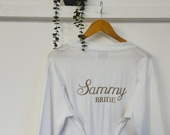 Personalised Bride Dressing gown, Bridesmaid robe , bride and bridesmaid matching dressing gown, flower girl dressing robe.