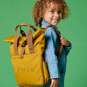 Sac à dos prénom personnalisé, sac à dos roll-top avec prénom, sac personnalisé, cartable, sac de travail.