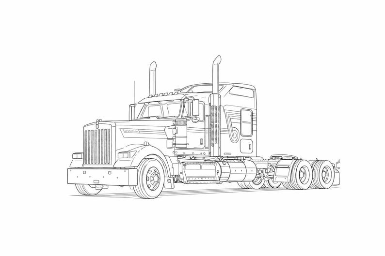 Truck Coloring Pages for Adults & Teens | Semi Trucks, Tow Trucks Big ...