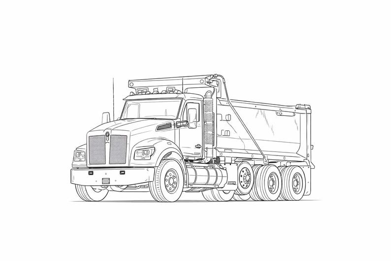 Truck Coloring Pages for Adults & Teens | Semi Trucks, Tow Trucks Big ...