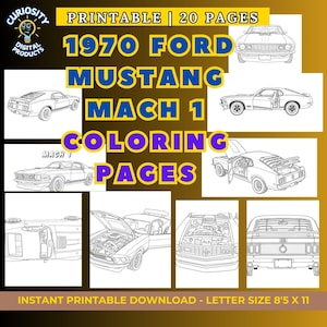 1970 Ford Mustang Coloring Pages: 20 Car Designs (Printable PDF)