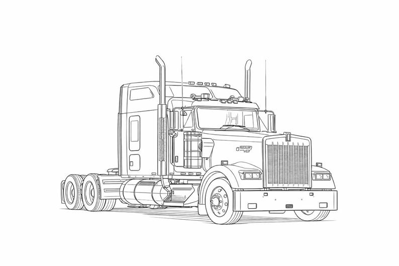 Truck Coloring Pages for Adults & Teens | Semi Trucks, Tow Trucks Big ...