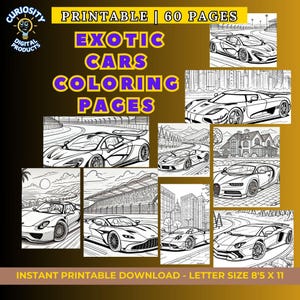 Exotic Car Coloring Book: 60 Supercar Pages (Digital Download)