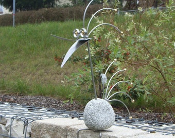 Edler Granit vogel Kantenhocker,85 cm hoch Edelstahl