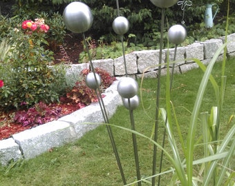 Garden stake stainless steel stele garden decoration sculpture ball bush polished