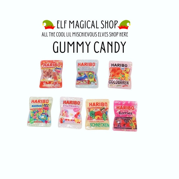 Miniature Gummy Candy Bag | Gummy Candy for Christmas Elf Doll | Mini Flatback Gummy Candy for Elf and Doll