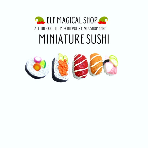 Miniature Sushi | Sushi and Sashimi for Christmas Elf Doll | Doll House Size Sushi Food