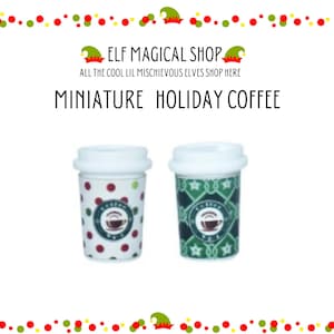 Miniature Take-Out Coffee Drink | Mini Holiday  Prop | Christmas Accessories