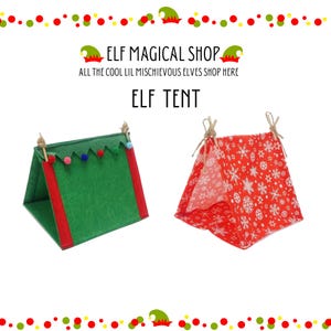 Elf Tent – Red or Green | Mini Camping Tent for Holiday Elf Scenes | Christmas Elf Accessories | Mischievous Elf Prop | DIY Assembly