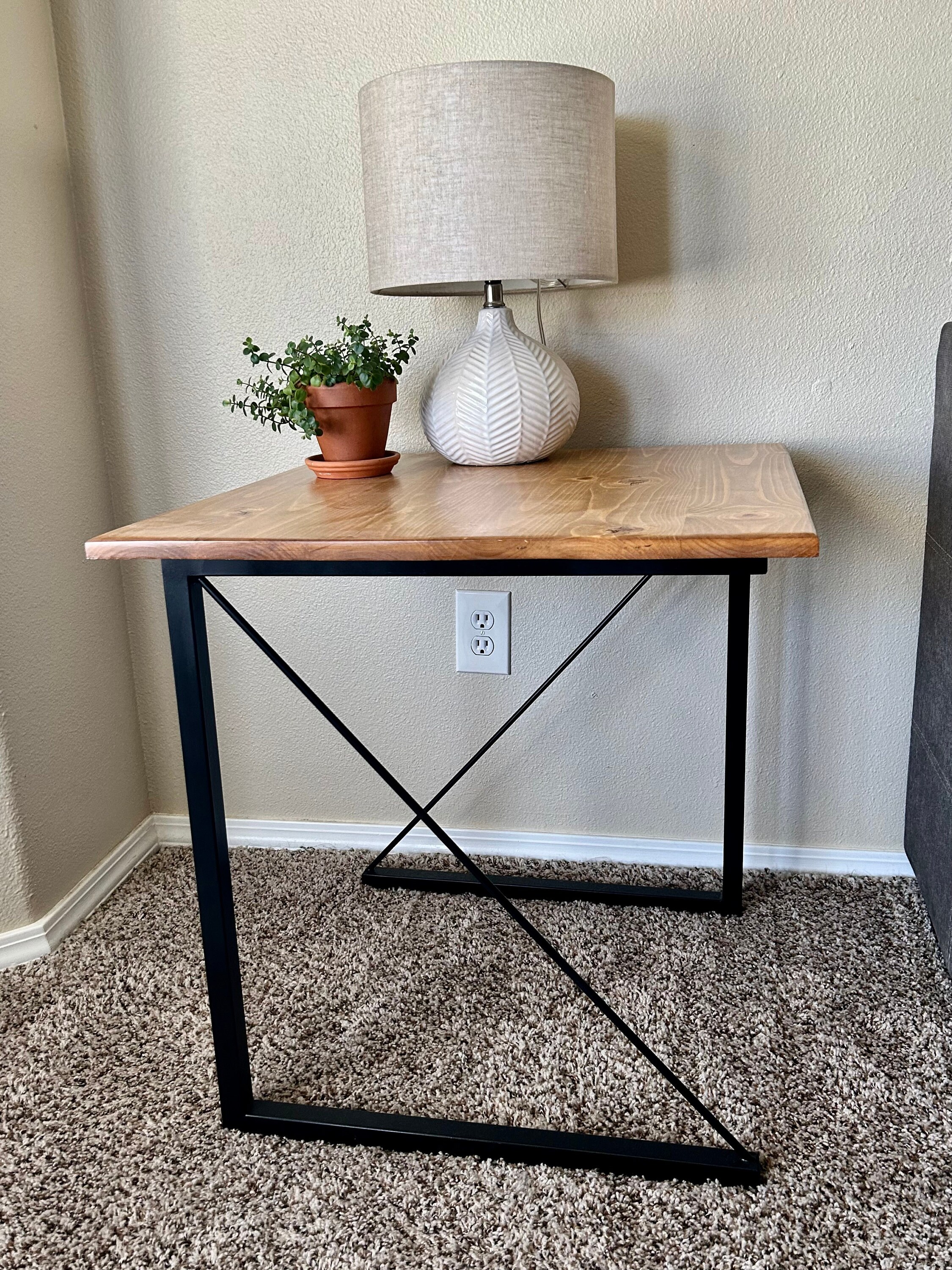 Rustic Industrial Side Table / End Table Etsy