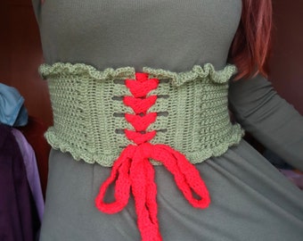 Corset personnalisé au crochet Cottagecore acrylique style quotidien fée girlie lingerie fait main