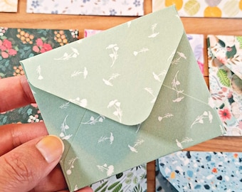 Set di 10 mini buste fatte a mano, per biglietti di ringraziamento o regali in denaro, carta con design floreale