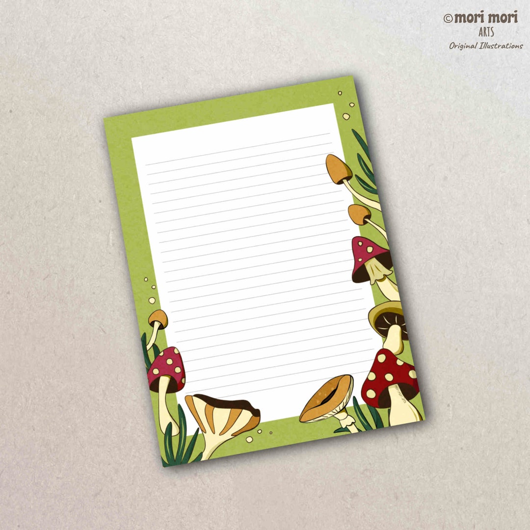 A5 Lined Notepad With Illustrated Mushrooms, 50 Pages, Memo Pad for To ...