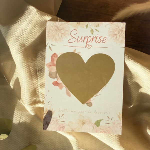 Wedding announcement - Request for witness - pregnancy announcement - adoption announcement - watercolor flower theme / Golden heart scratch card - Gender reveal