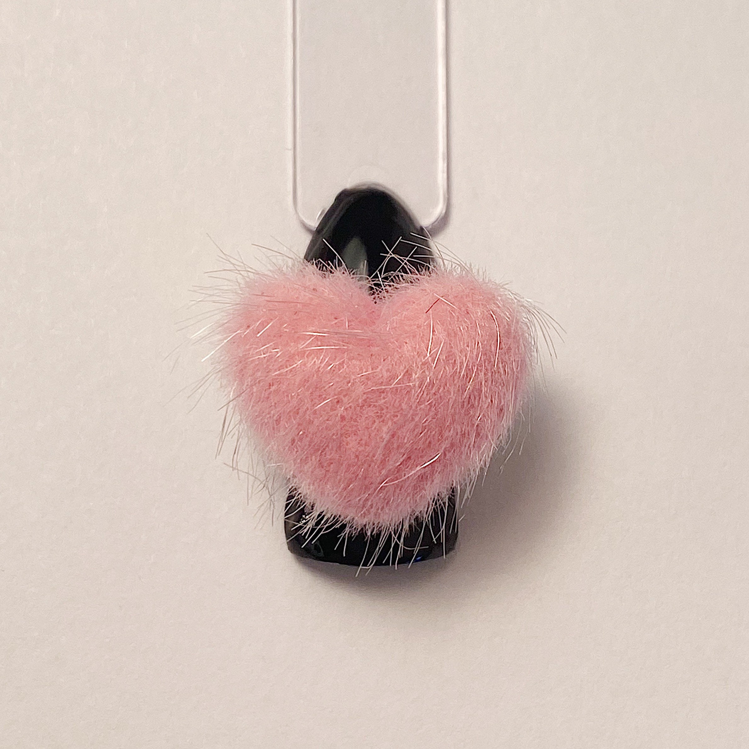 Heart Fur Nail Pom Poms for Baddie Nails 2pom Set Valentine Nail Charms 
