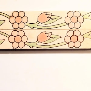 1 LF  Vintage Ceramic Border Tile, Faience Strip, est 19th c - 1930s. No date marks, for Historic Restorations, Collectors, Pink Flowers
