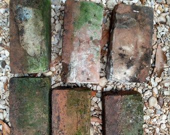 Vintage Solid Clay Old Red  Bricks (2) 8.25" x 4" x 2.5"  Collectors, Restorers, Garden Edging,  Eco-friendly Craft Supply