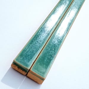 30 LF Aged Green Vintage or Antique Ceramic Border Tile 6&quot; l x .5&quot;h x .375&quot; thick, est. c. 1920s - 1930s, Architectural Salvage, Deadstock