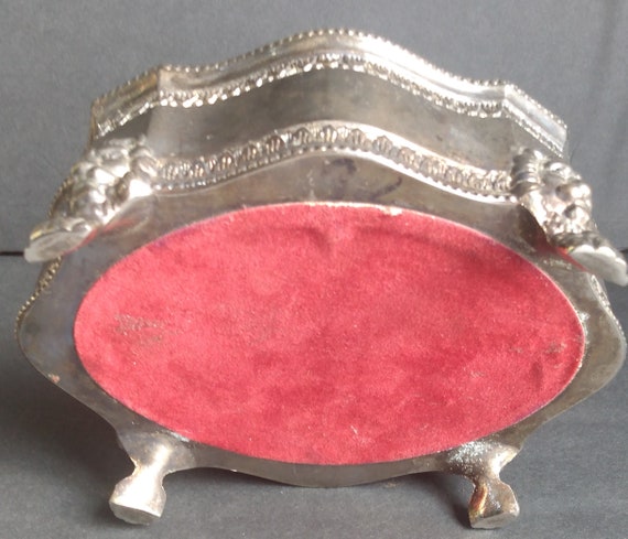 Vintage Silver Plated Jewelry Box, Nice Patina, O… - image 7