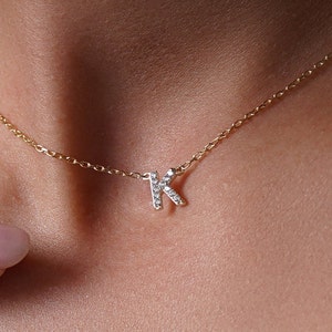 Diamond initial Necklace by Neckgold | Mini Initial Necklace | initial Pave Necklace | Personalized Jewelry | Birthday Gift