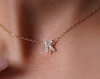 Diamond initial Necklace by Neckgold | Mini Initial Necklace | initial Pave Necklace | Personalized Jewelry | Birthday Gift