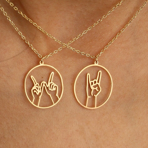 Hand Gestures Necklace | Sign Language Necklace By NeckGold | Communication Symbol Necklace | Peace Hand Gesture Necklace | Birthday Gift