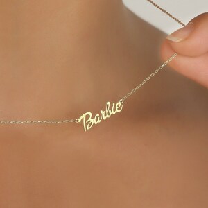 Personalized Name Necklace by NeckGold, Special Name Necklace for Children, Barbie Name Necklace, 14k-18k Gold Name Necklace image 2