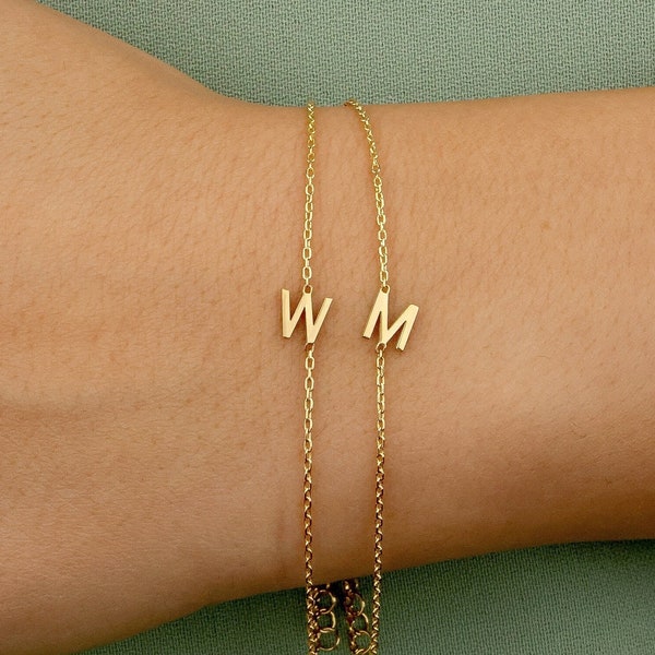 18K Gold Personalized Mini initial bracelet, Bridesmaids Gift Bracelet, Special Gift Bracelet for Women, Initial Bracelet, Christmas gift