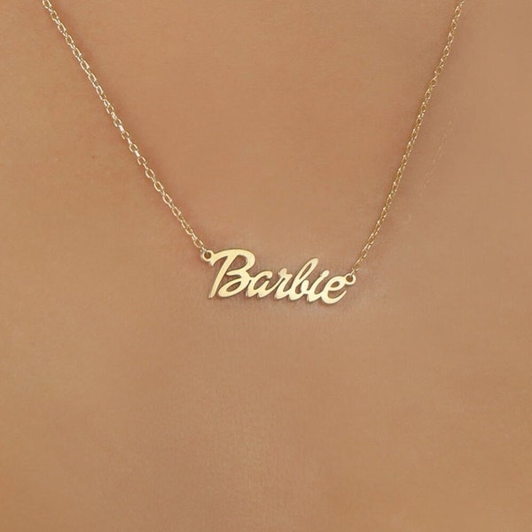 Personalized Name Necklace by NeckGold, Special Name Necklace for Children, Barbie Name Necklace, 14k-18k Gold Name Necklace