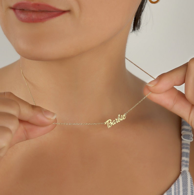 Personalized Name Necklace by NeckGold, Special Name Necklace for Children, Barbie Name Necklace, 14k-18k Gold Name Necklace image 2