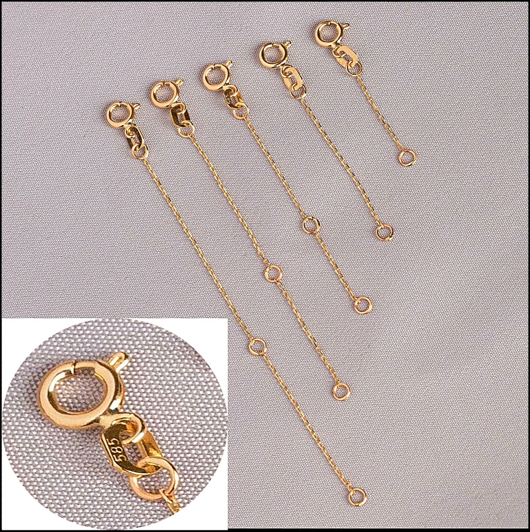 14k Solid Gold Necklace or Bracelet Extender, Extension Chain by