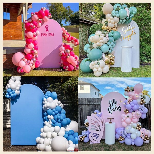 Personalized design double side Arch Backdrop Cover Metal Stand Chiara Wall Photo Booth Birthday Backdrop Banner Baby Shower Party Decor