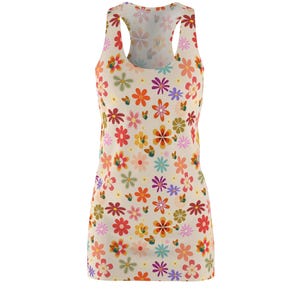 Groovy Dress, Flower Power Hippie Clothes, Cute Racerback Womens Dress, 60s-70s, Vintage Style 70s Dress, 60s Peace Summer Of Love Floral