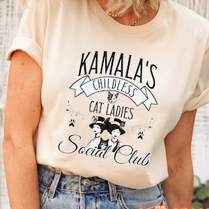 Childless Cat Lady Kamala T Shirt, Madam President Kamala Harris, Kamala Rally, Election 2024 Gift, Childless Cat Ladies Social Club Shirt
