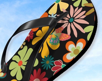 Cute Flip Flops, 60s-70s, Seasonal Retro Flipflops, 70s Retro Hippie, Flower Power, Stay Groovy, Peace Love, Hippy 60s, Cool Gift For Mom