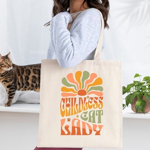 Childlless Cat Lady Kamala Tote Bag, Madam President Kamala Harris, Kamala Rally, Election 2024 Gift, Childless Cat Ladies Retro Tote, Paw
