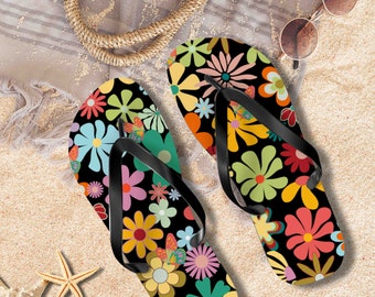Cute Flip Flops, 60s-70s, Seasonal Retro Flipflops, 70s Retro Hippie, Flower Power, Stay Groovy, Peace Love, Hippy 60s, Cool Gift For Mom
