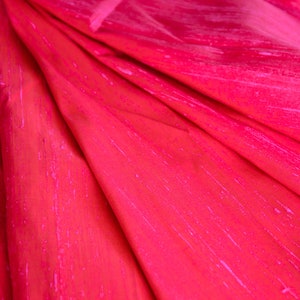 DUPIONI SILK Fuchsia -100% PURE Raw silk, dress, wedding, quilt, sew, fabric, bridesmaid dresses, drapes, craft, dress material, upholstery