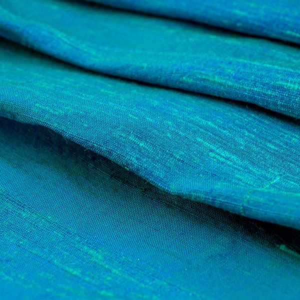 Canal Blue Dupioni Silk Fabric main image 0
