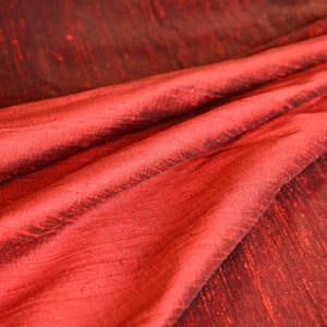 DUPIONI SILK Red - 100% PURE Raw silk, dress, wedding, quilt, sew, fabric, bridesmaid dresses, drapes, craft, dress material, upholstery