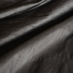 DUPIONI SILK Black - 100% PURE Raw silk, dress, wedding, quilt, sew, fabric, bridesmaid dresses, drapes, craft, dress material, upholstery