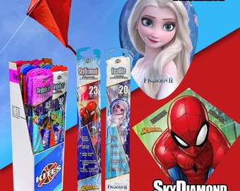 X Kites 23/20 Inch Poly Sky Diamond Kite Marvel Spiderman Frozen Elsa Fun & Ready To Fly Outdoor Fun Game