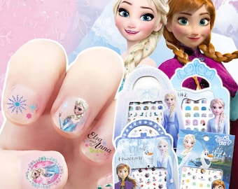 Elsa Frozen Princess Gift set Kids Girls Nail stickers /HB Pencil/Ruler/3D Sticker/Laser Sticker Box/Art Decal Party Filler Random Pack Sent