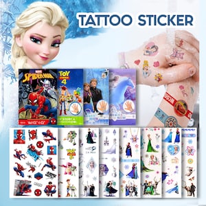 Zestaw upominkowy Elsa Frozen Princess dla dzieci, dziewcząt, dzieci, tymczasowy tatuaż na ciele, naklejki, wodoodporne, naklejki do druku transferowego, pudełko prezentowe