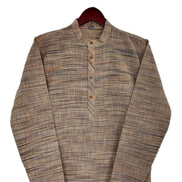 indian mens cotton khadi kurta 100% cotton handmade kurta traditional kurta only kurta.