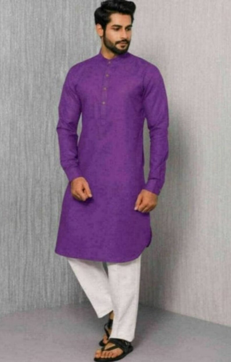 Indian Mens Cotton Solid Kurta 100 Cotton Handmade Kurta Etsy