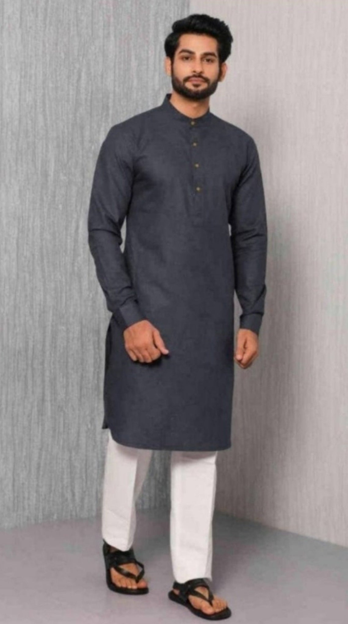 Indian Mens Cotton Solid Kurta 100 Cotton Handmade Kurta Etsy