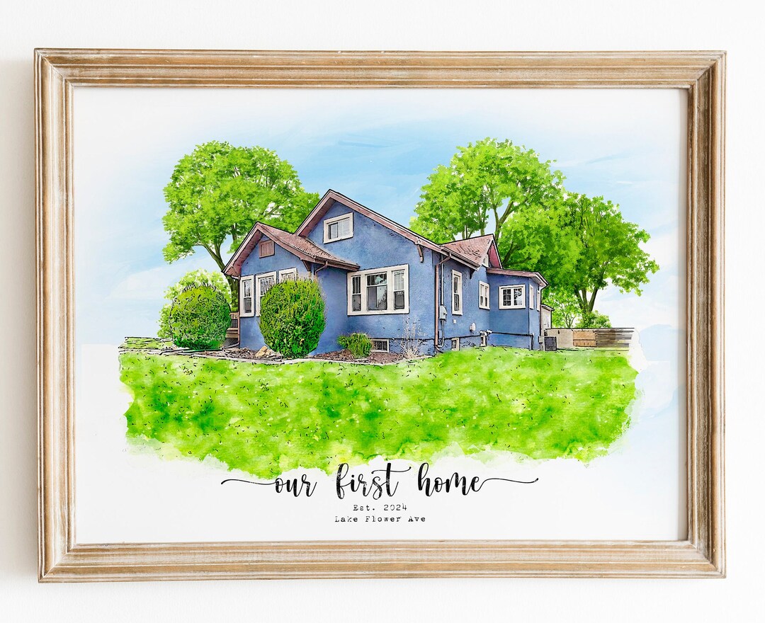 Custom Watercolor House Portrait: New Home Gift - Etsy