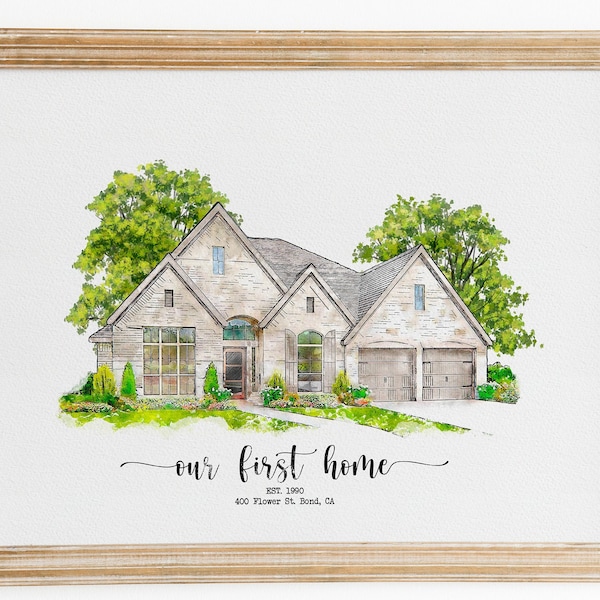 Custom Watercolor House Portrait,Watercolor House Painting,Personalized Housewarming Gift,First Home Gift,Realtor Closing Gift,Home Portrait