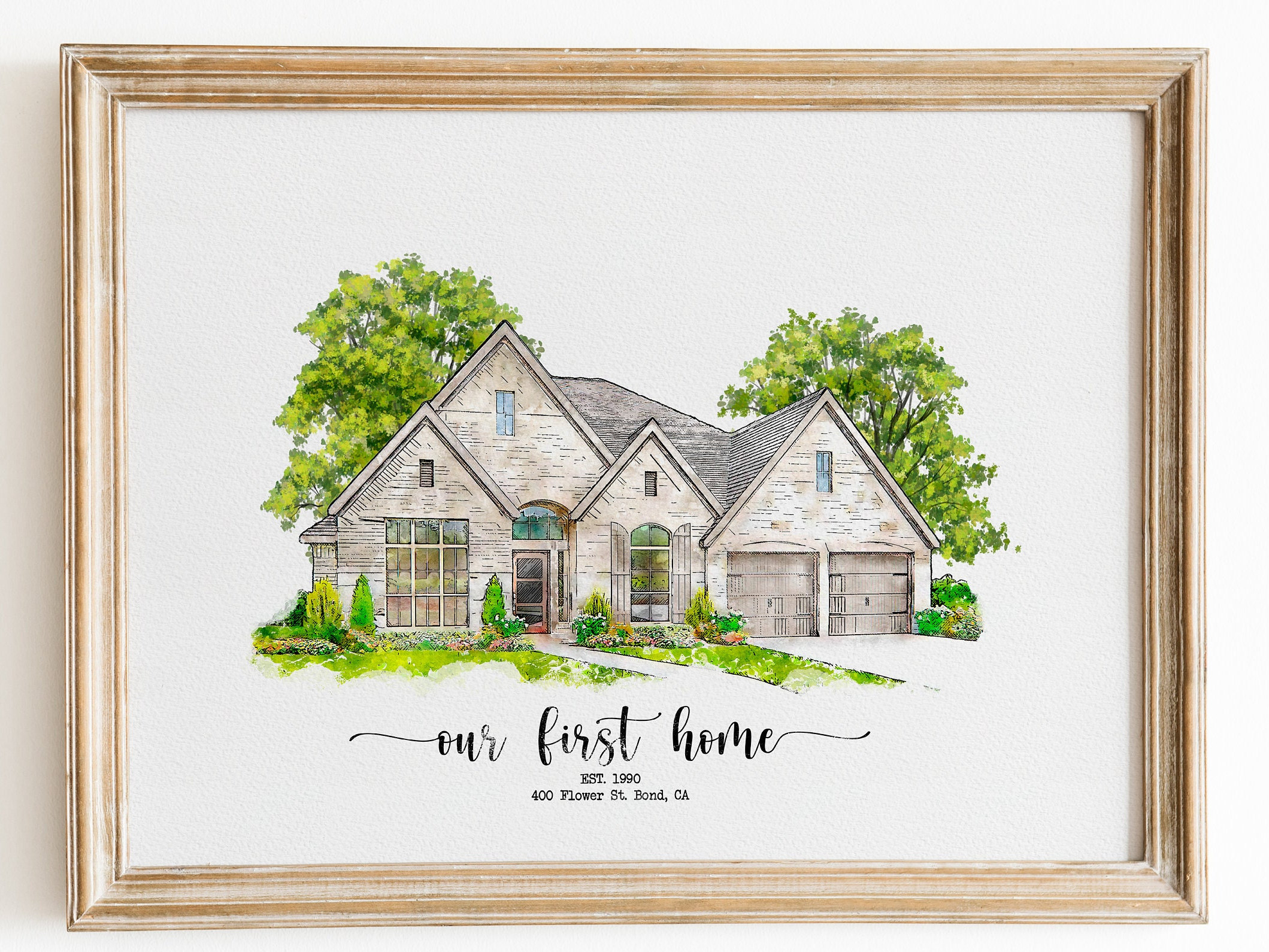 Custom House Portrait, Watercolor Home Painting, Traditional House Portrait Gift, Christmas Gift, House Sale, Housewarming Gift,House Sketch